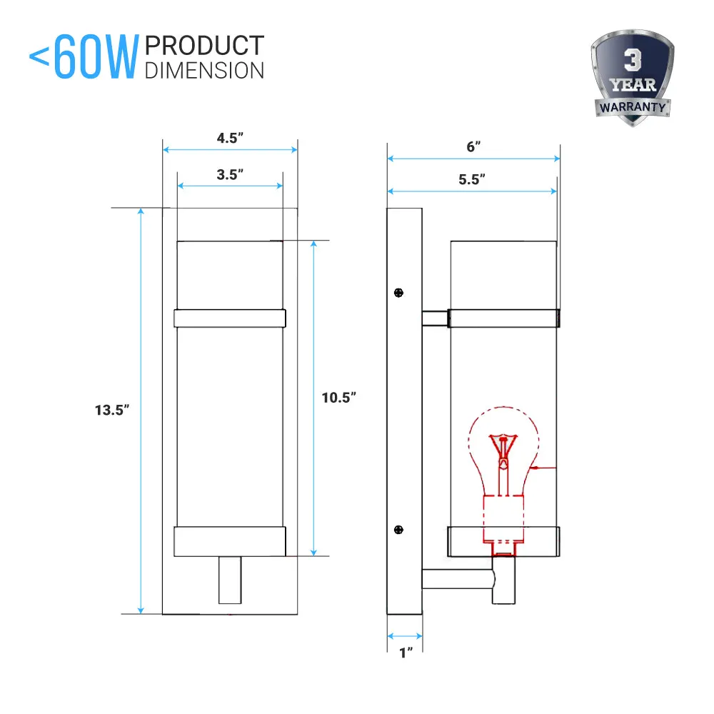 1-Light LED Wall Sconce Lamp W/ White Glass shade - E26 Base - UL Listed
