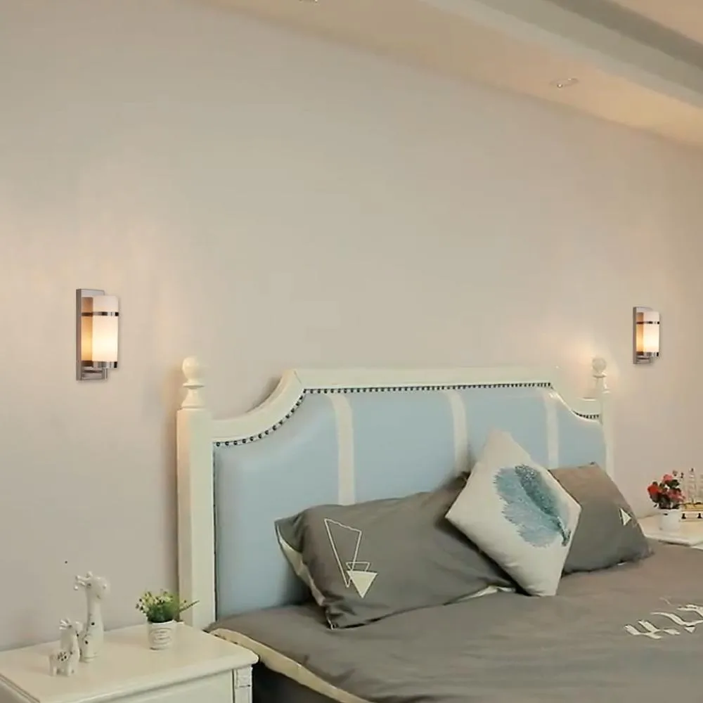 1-Light LED Wall Sconce Lamp W/ White Glass shade - E26 Base - UL Listed