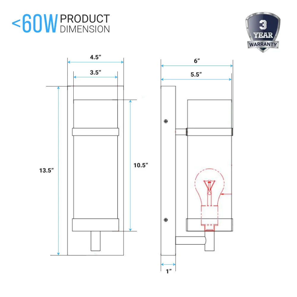 1-Light LED Wall Sconce Lamp W/ White Glass shade - E26 Base - UL Listed