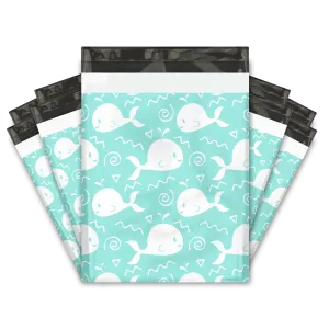 12x15" Blue Whales Designer Poly Mailers Shipping Envelopes Premium Printed Bags