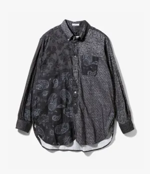 19th Century BD Shirt – Black/Grey Block Print Cotton