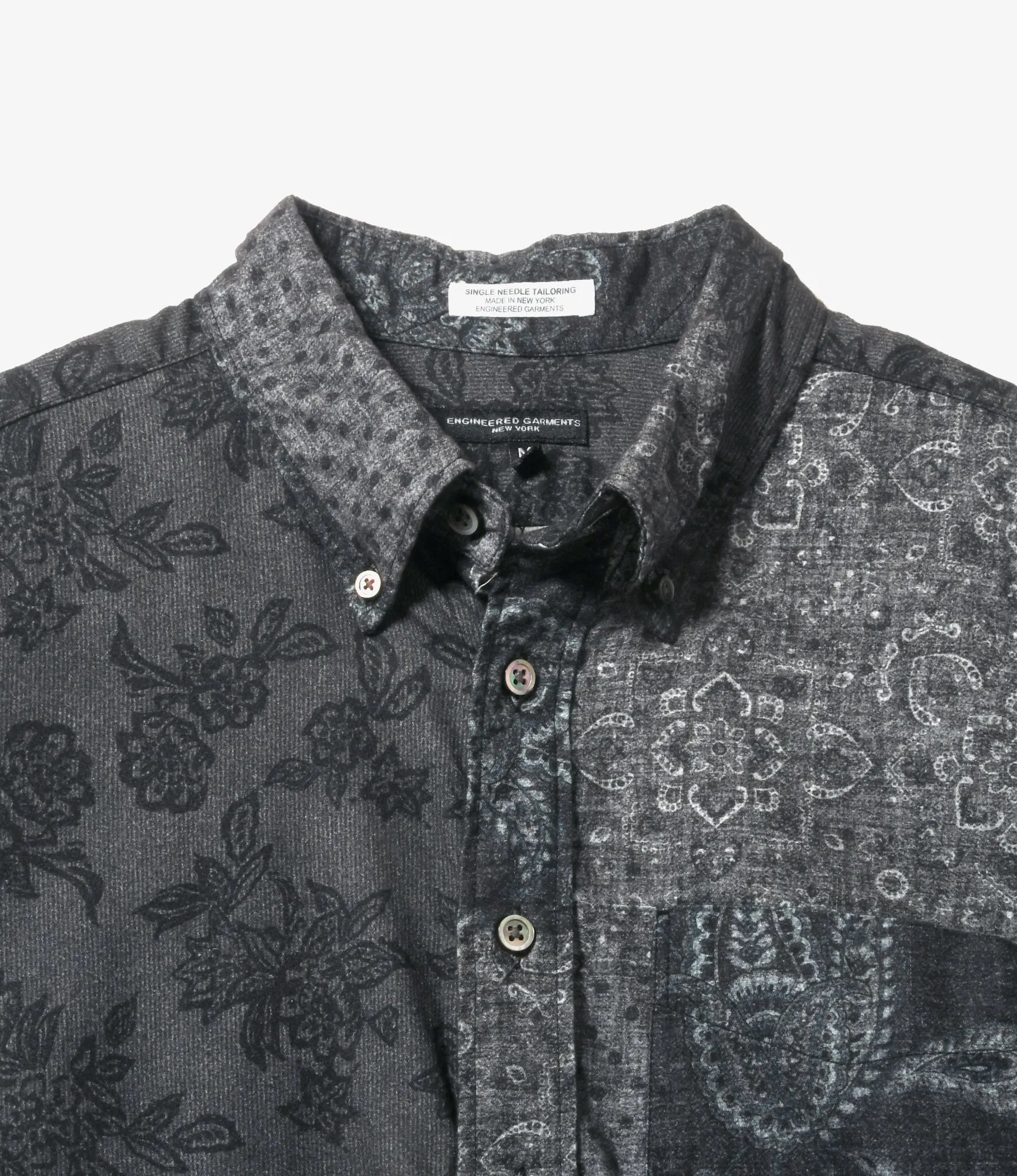 19th Century BD Shirt – Black/Grey Block Print Cotton