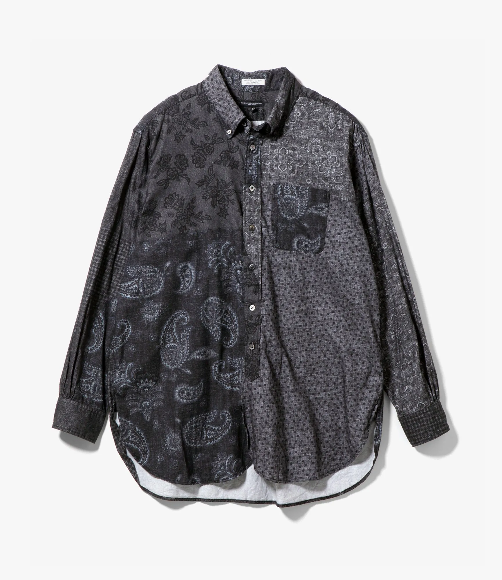 19th Century BD Shirt – Black/Grey Block Print Cotton