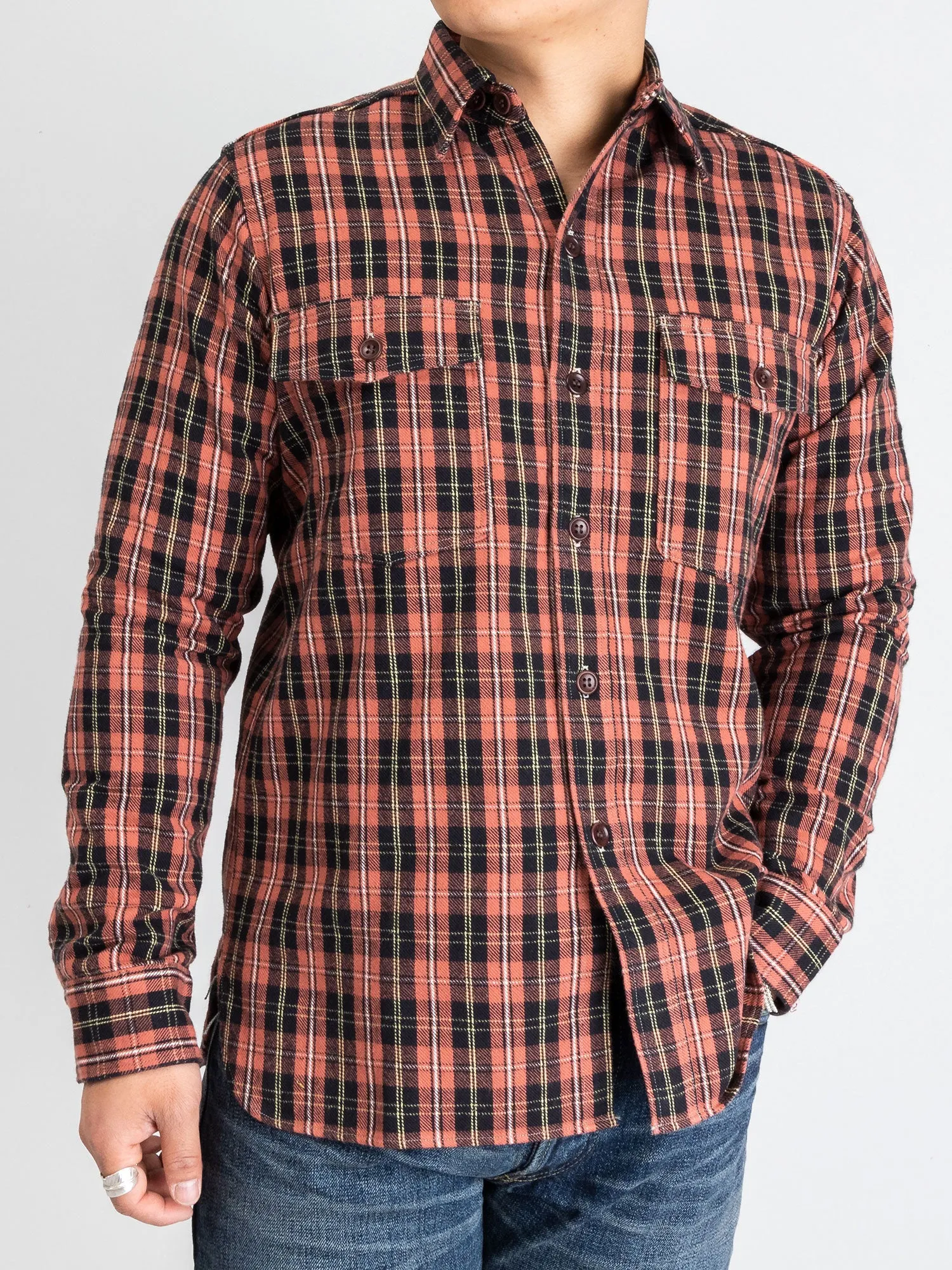 3022 Brushed Flannel Shirt in Salmon