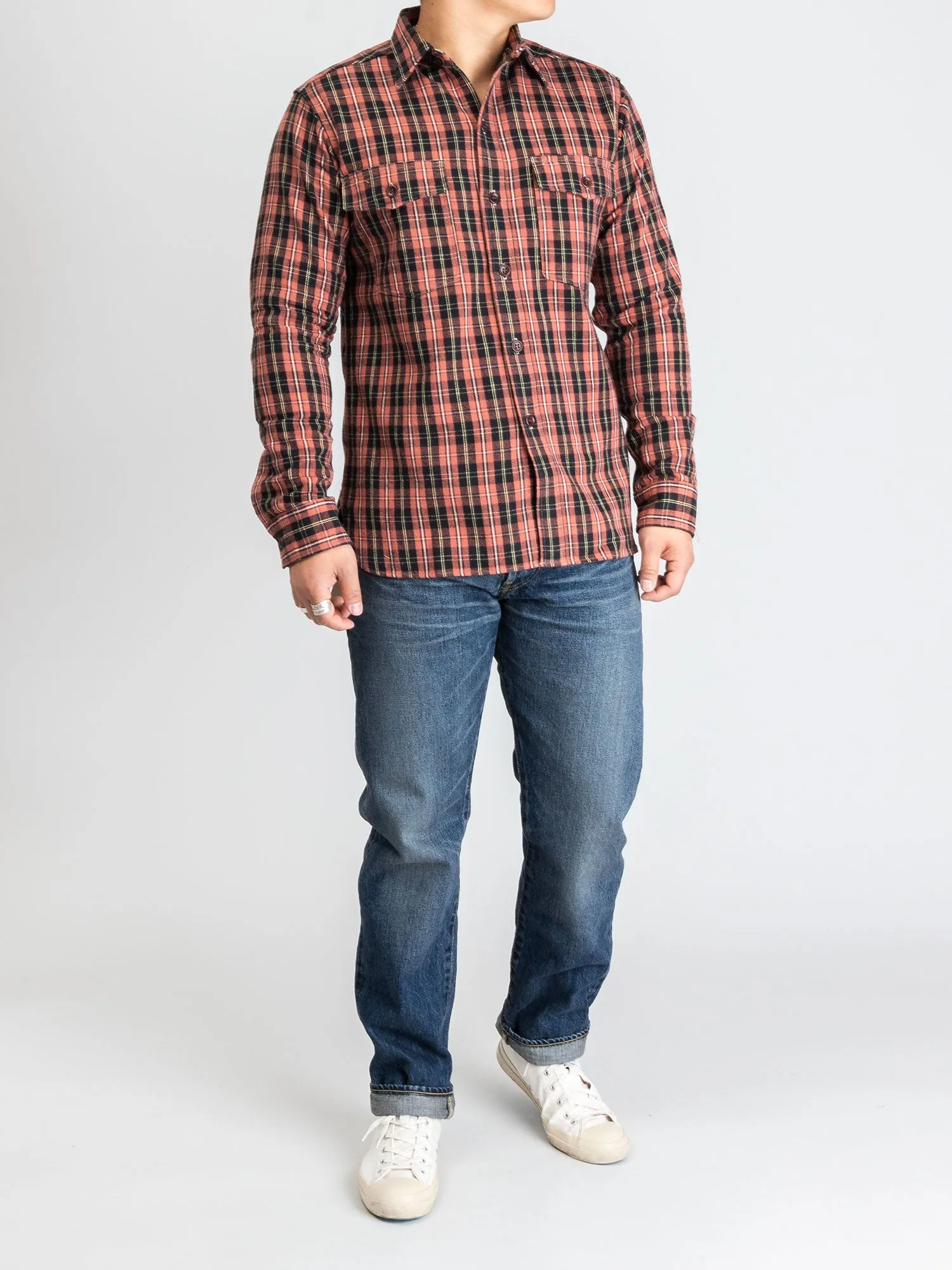 3022 Brushed Flannel Shirt in Salmon