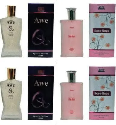 Aone AweQ Perfume and Rose Roze Perfume 100ml each (pack of 4, 400ml)