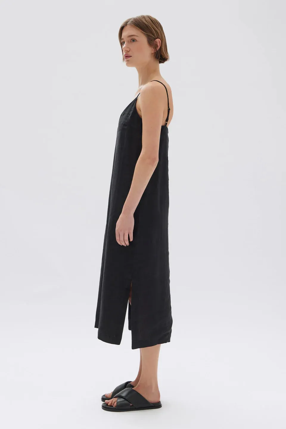 ASSEMBLY LABEL - Vallory Linen Slip Dress - BLACK