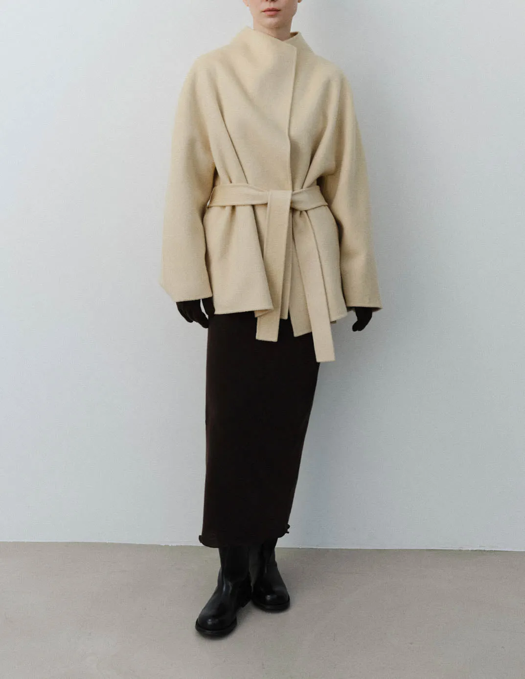 AVERY COAT WITH SCARF IVORY