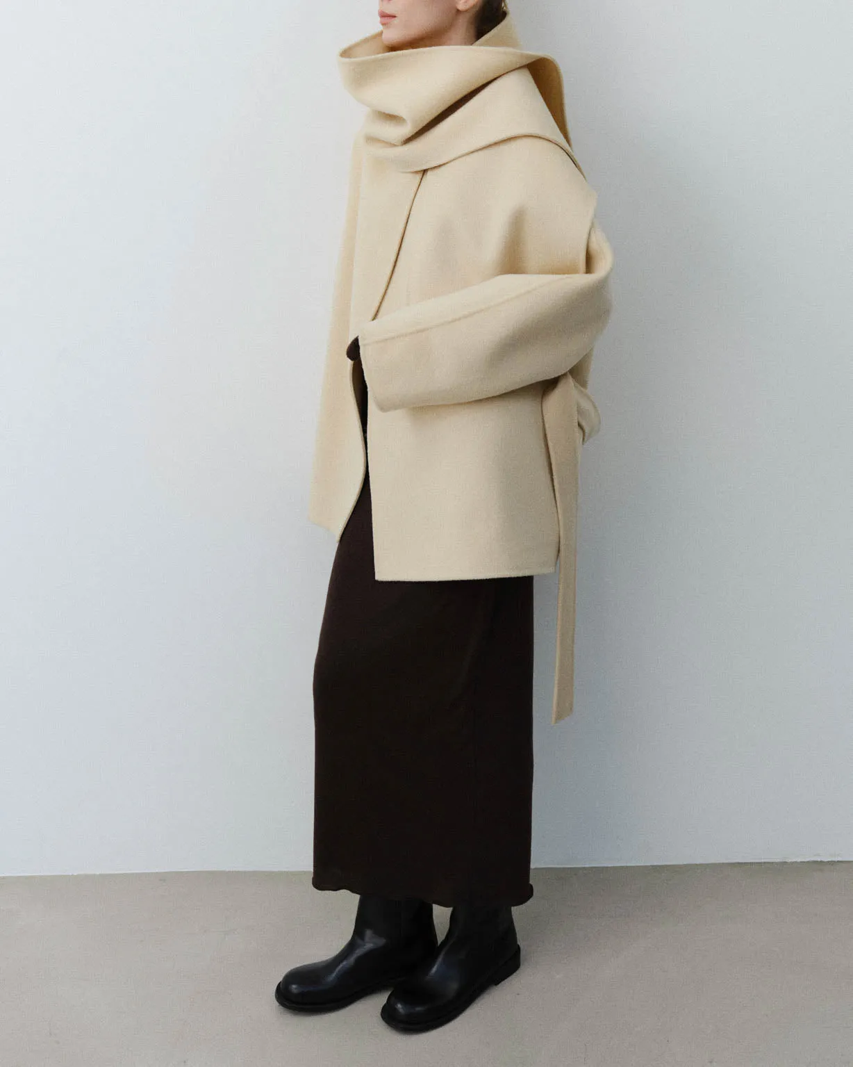 AVERY COAT WITH SCARF IVORY
