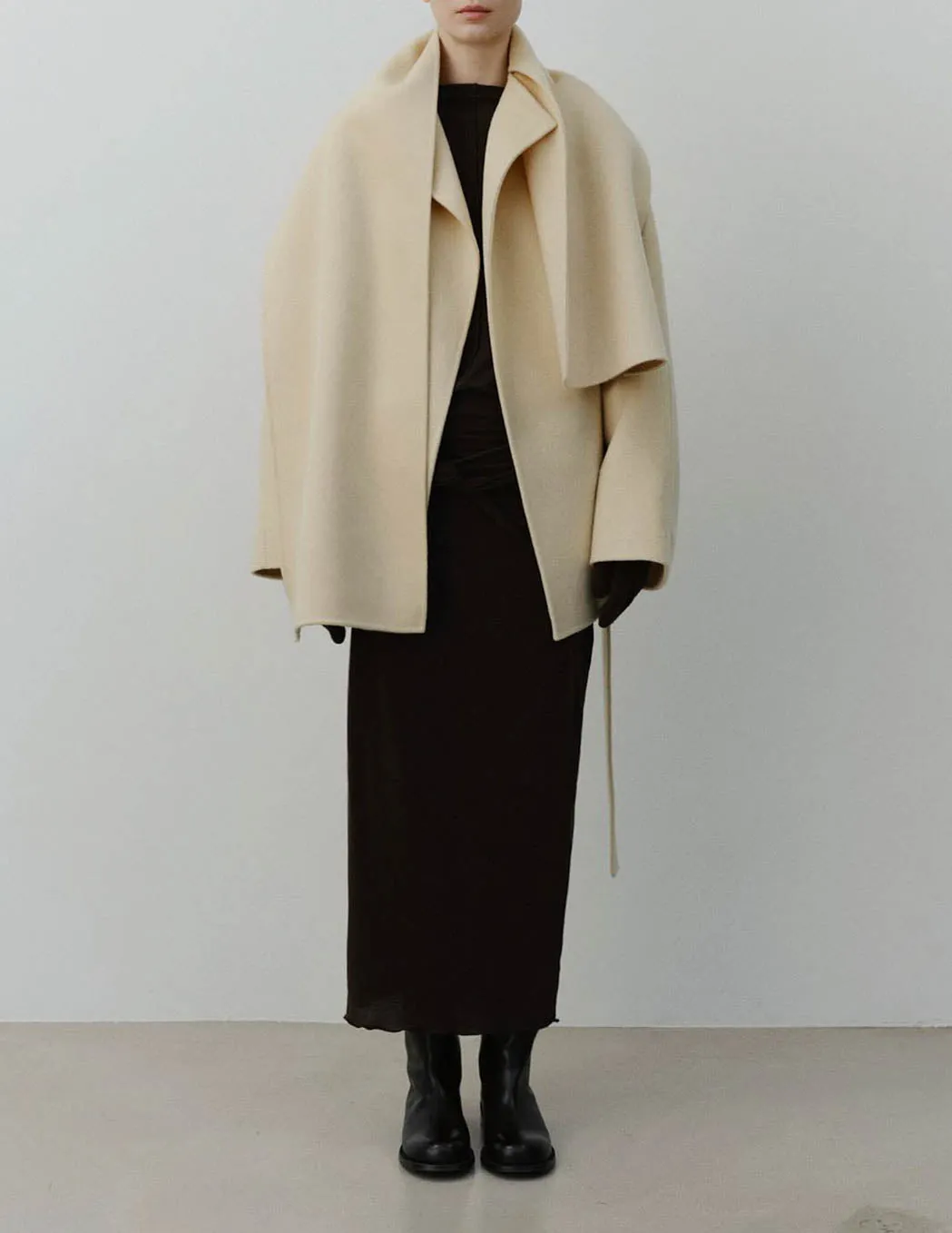 AVERY COAT WITH SCARF IVORY