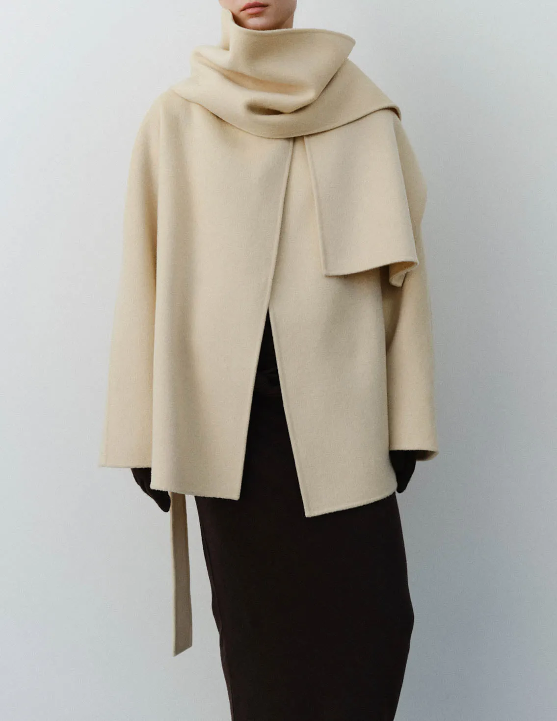 AVERY COAT WITH SCARF IVORY