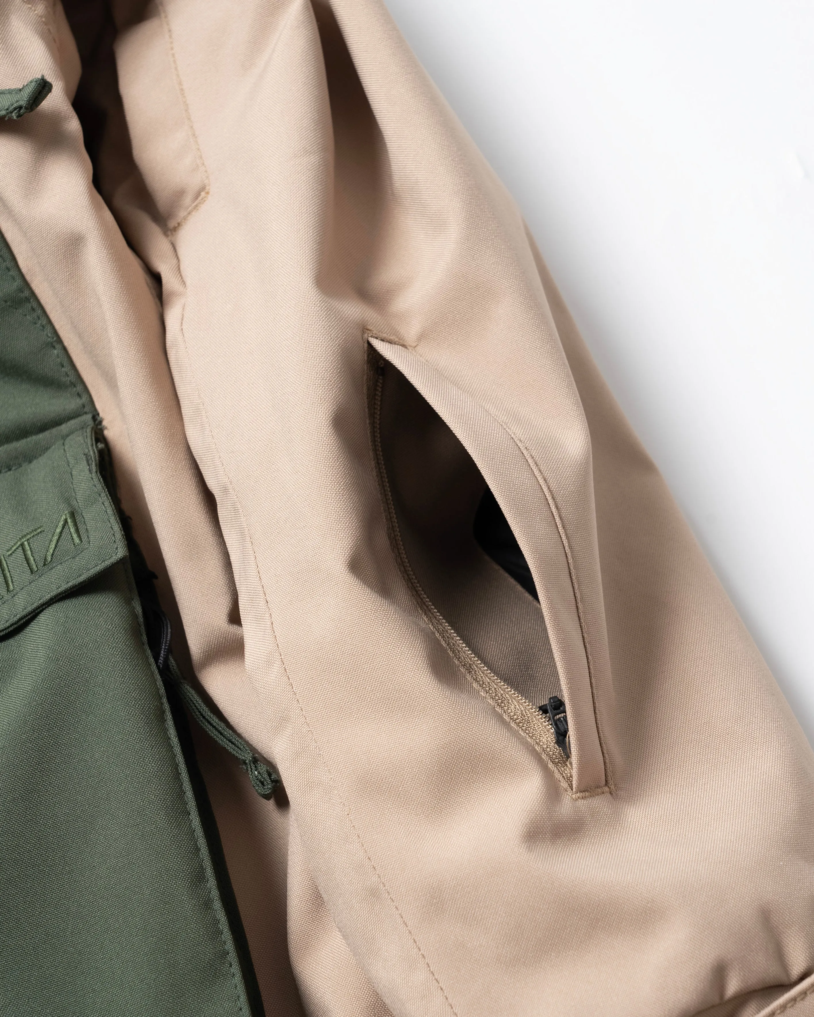 BICOLOR MULTI FULL ZIP JACKET - BEIGE