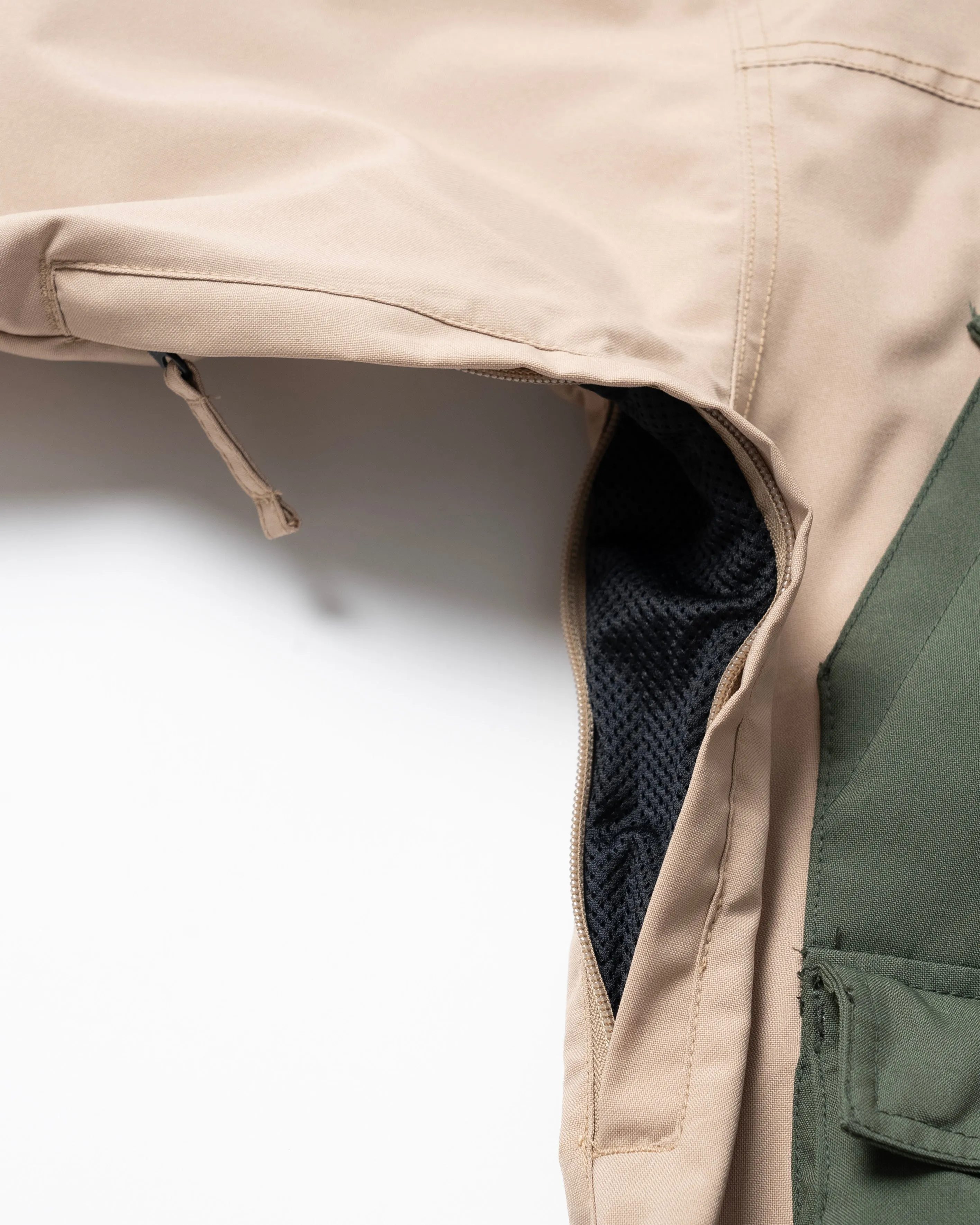 BICOLOR MULTI FULL ZIP JACKET - BEIGE