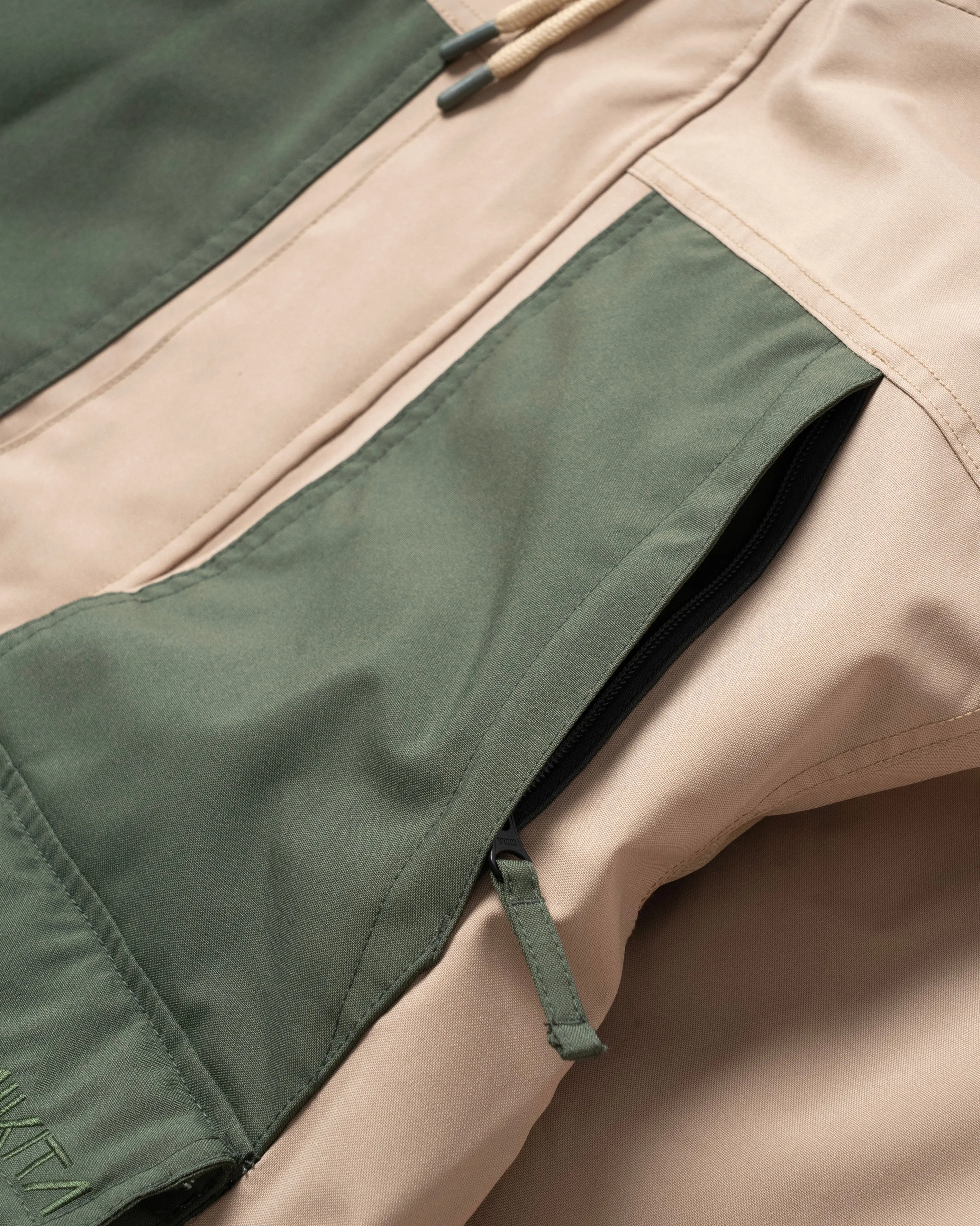 BICOLOR MULTI FULL ZIP JACKET - BEIGE