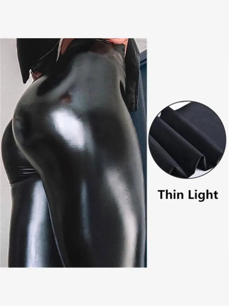 Black Faux Leather Push-Up Leggings: Curve-Enhancing Streetwear Chic