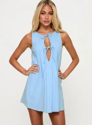Caddie Tie Mini Dress Blue