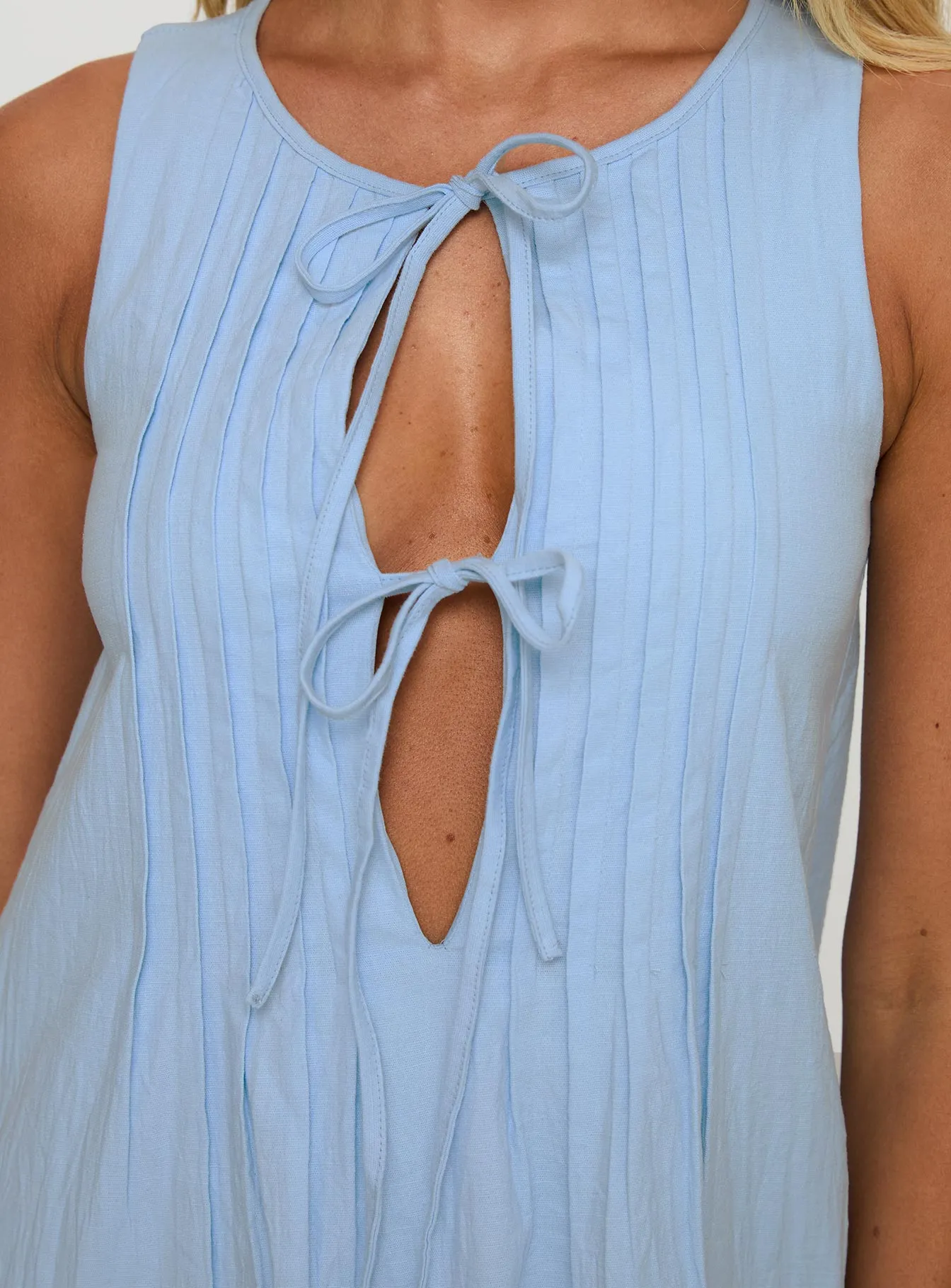 Caddie Tie Mini Dress Blue