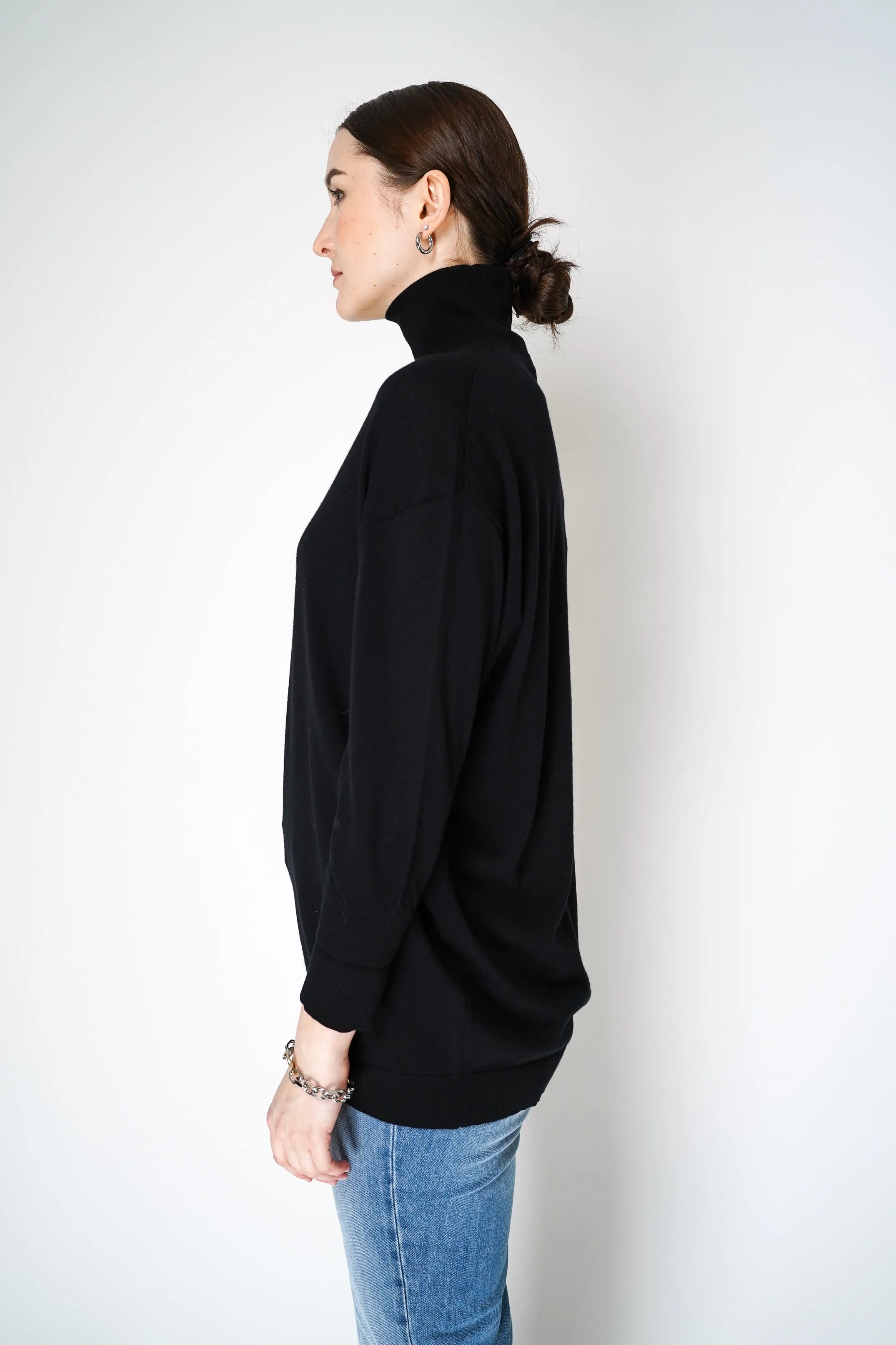 Dorothee Schumacher Oversized Turtleneck with Cuffed Sleeves in Black