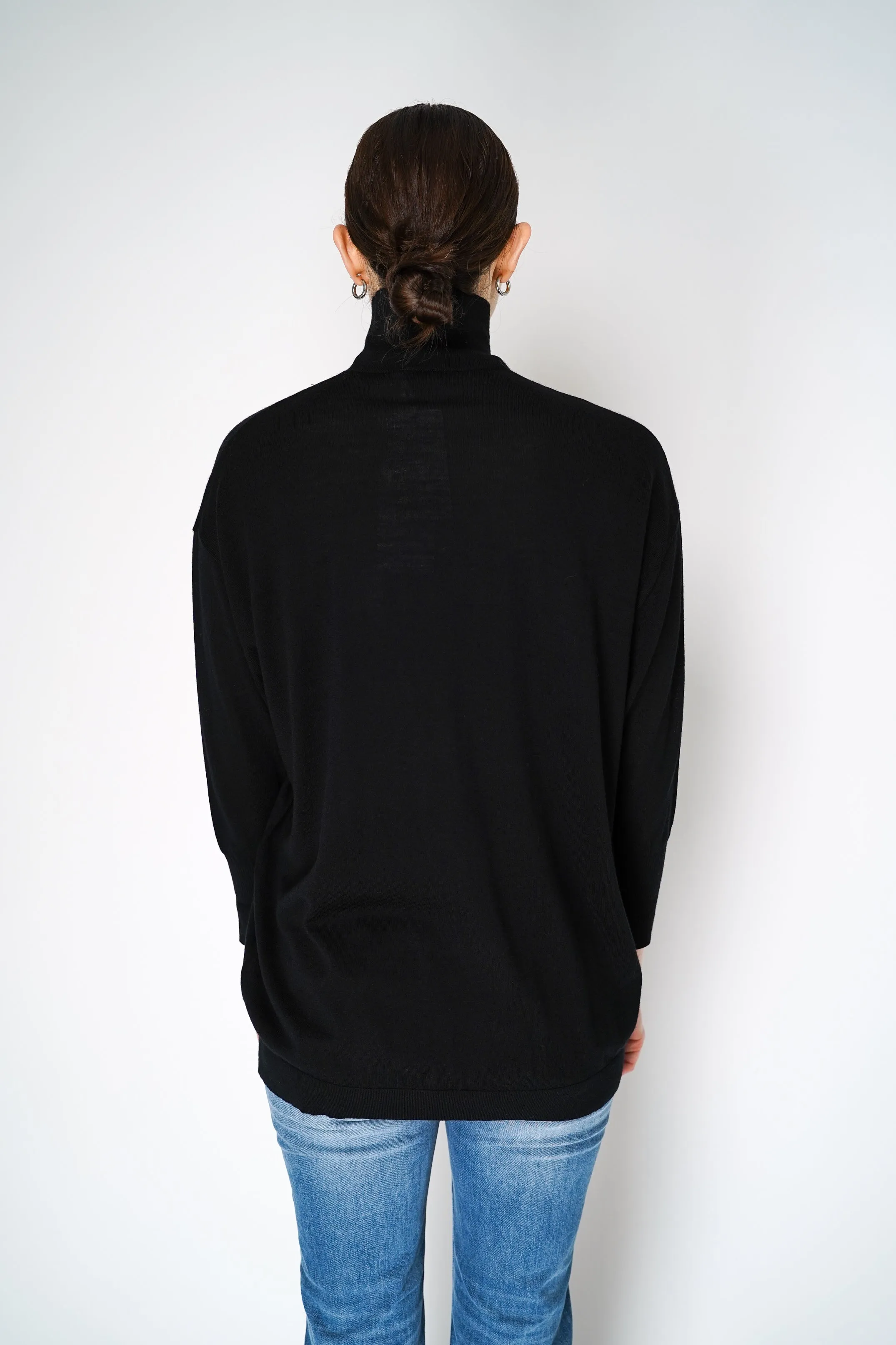 Dorothee Schumacher Oversized Turtleneck with Cuffed Sleeves in Black