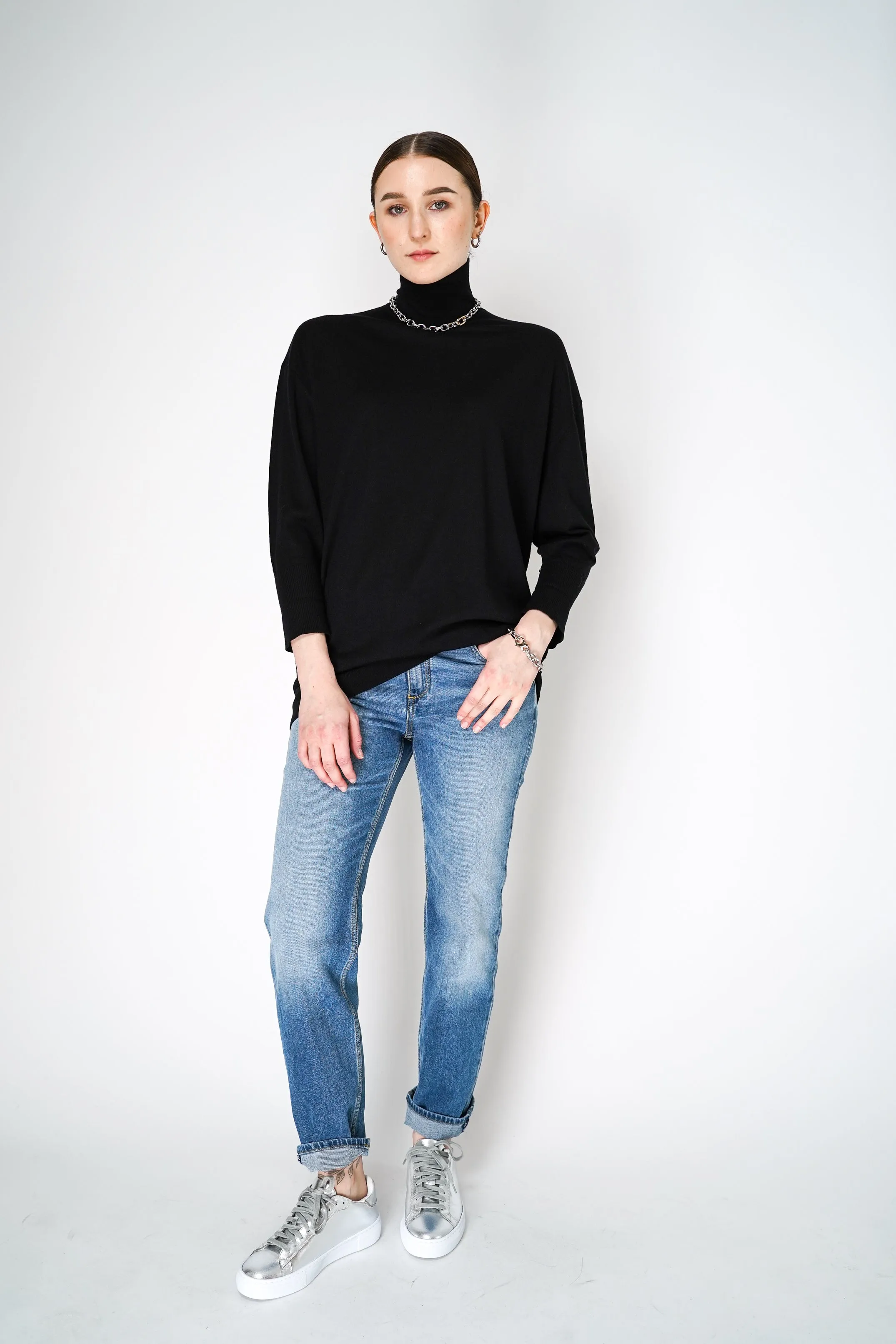 Dorothee Schumacher Oversized Turtleneck with Cuffed Sleeves in Black