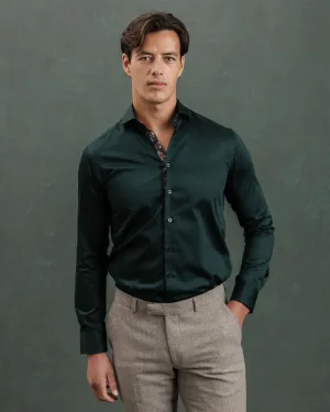 Green Sateen Shirt with Paisley Accents