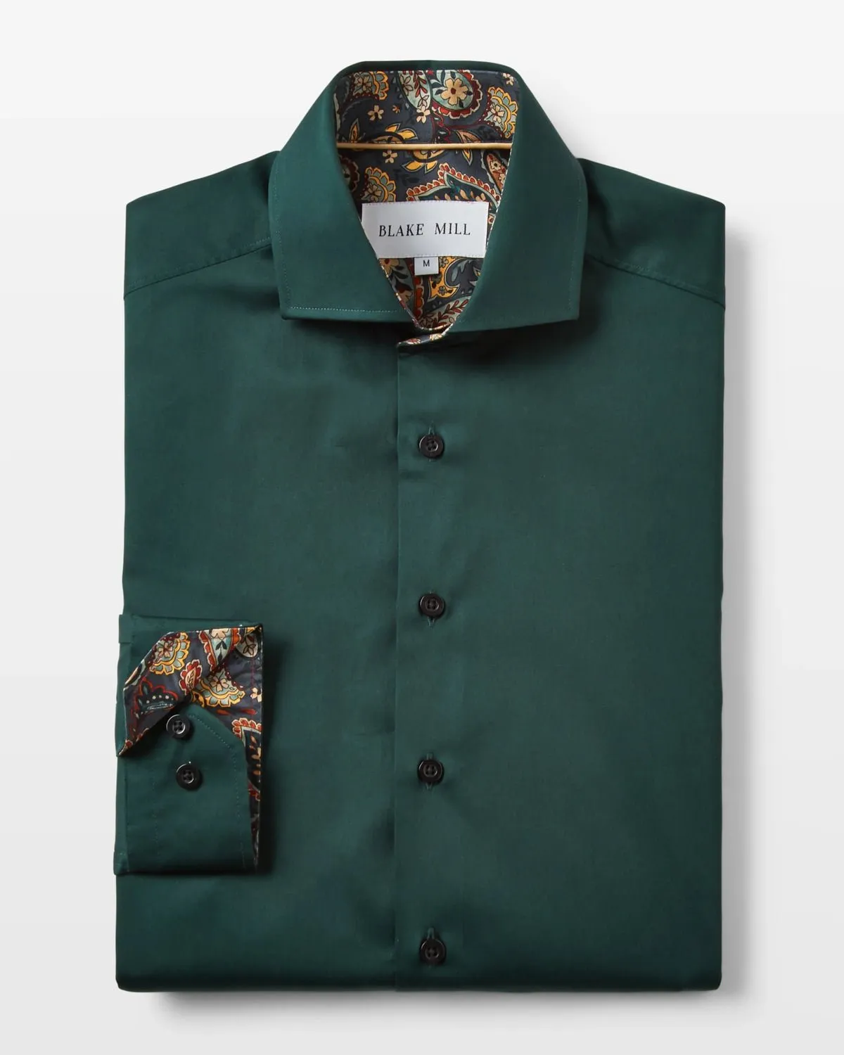 Green Sateen Shirt with Paisley Accents