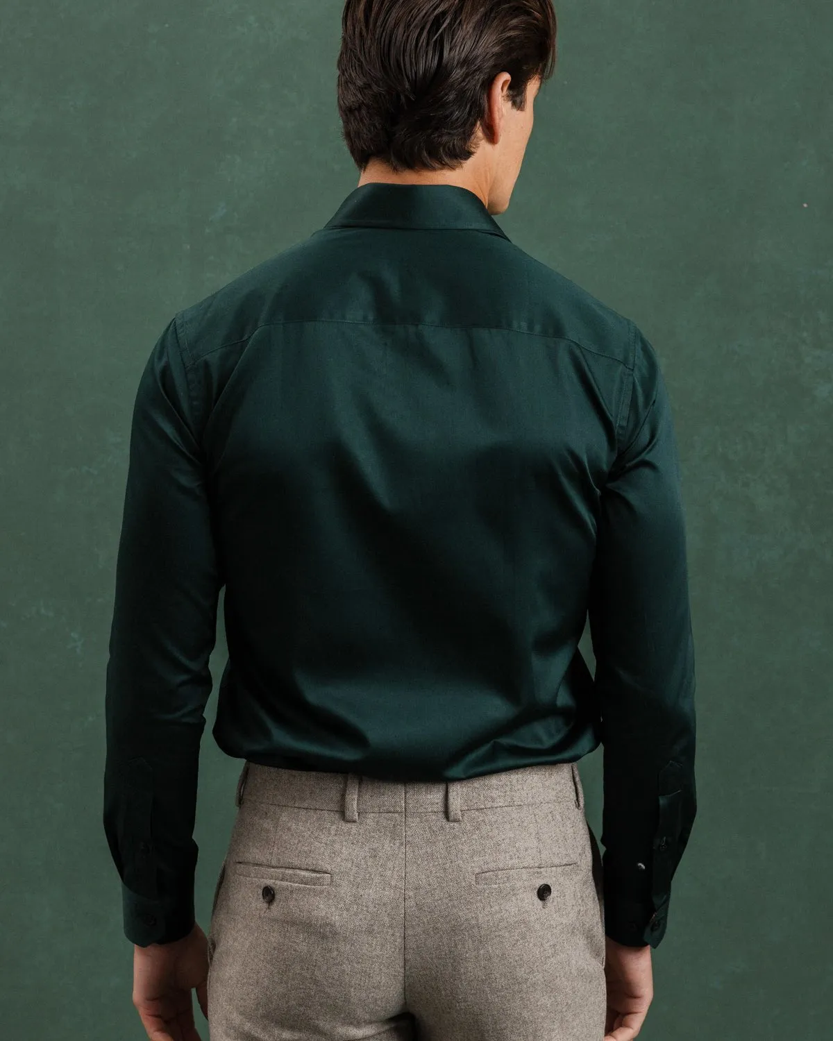 Green Sateen Shirt with Paisley Accents