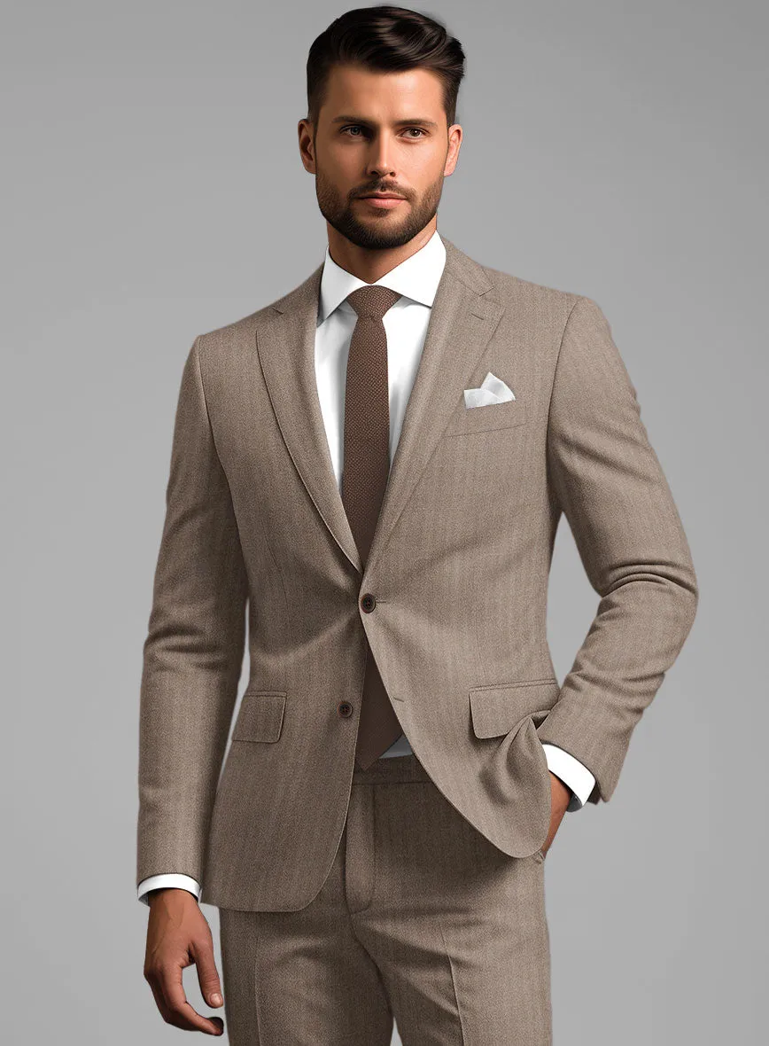 Hardy Minnis Brown Herringbone Wool Suit