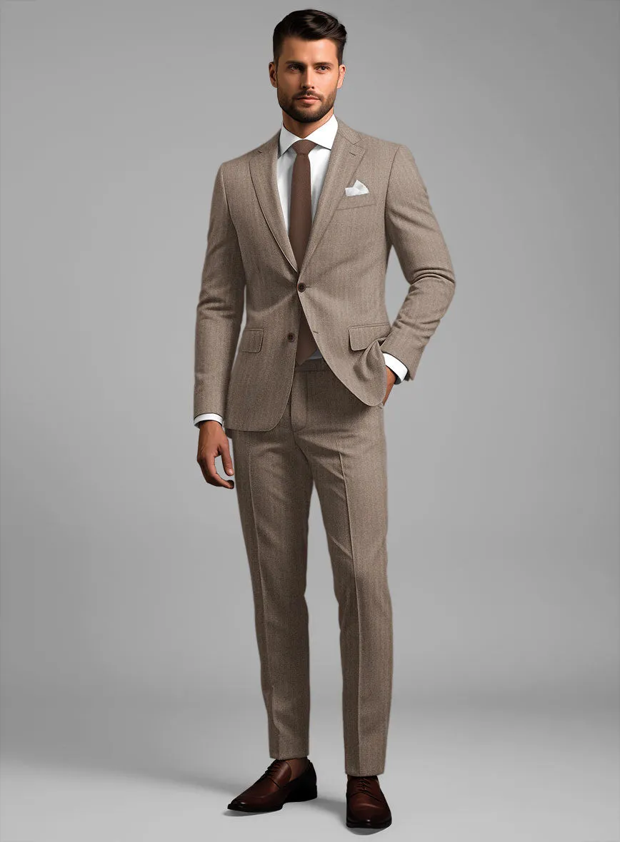 Hardy Minnis Brown Herringbone Wool Suit