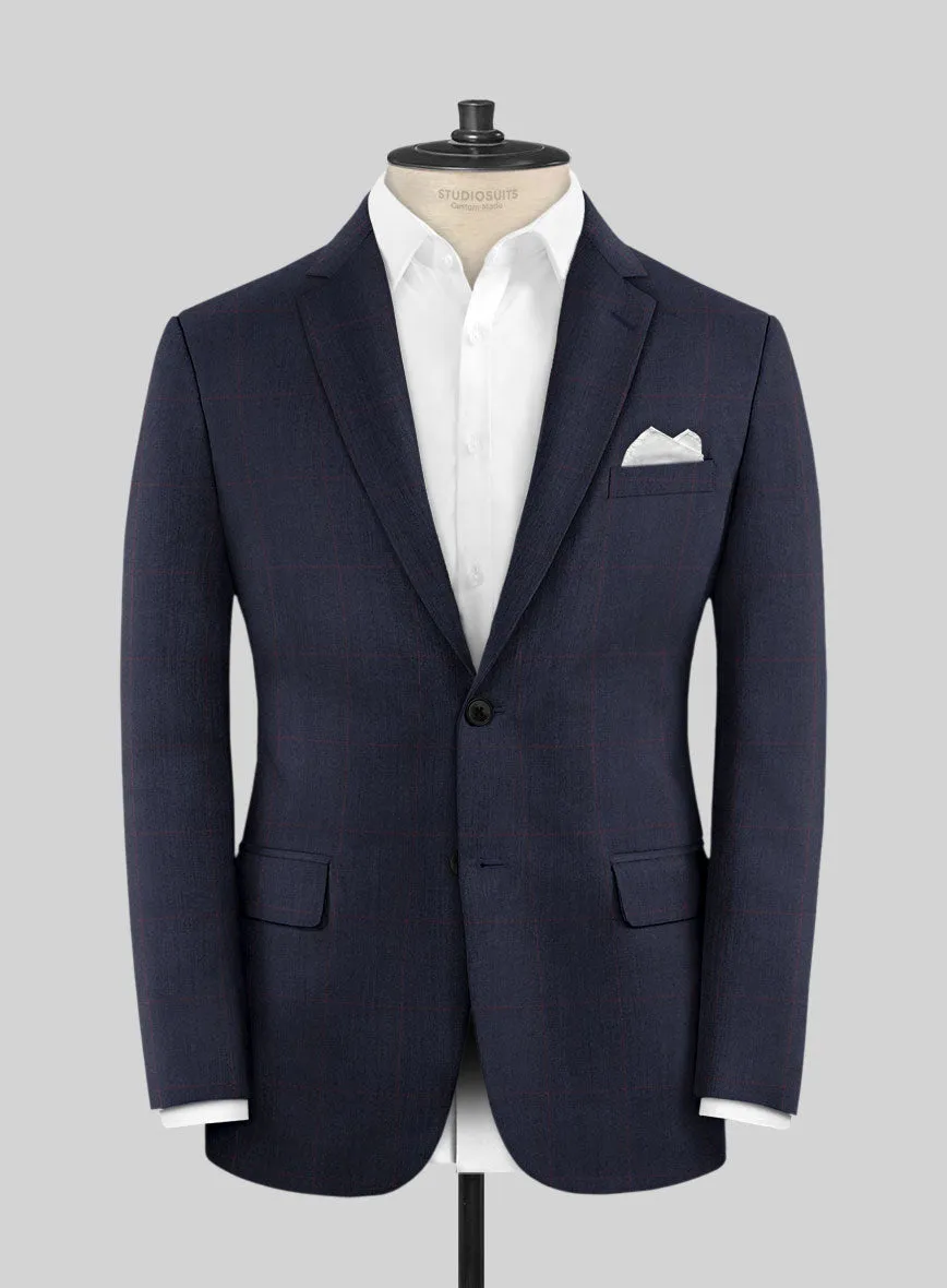 Hardy Minnis Pane Blue Wool Suit