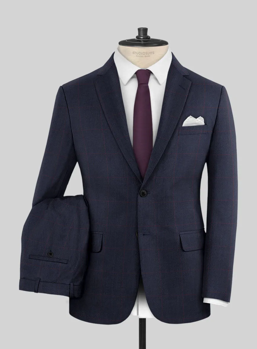Hardy Minnis Pane Blue Wool Suit