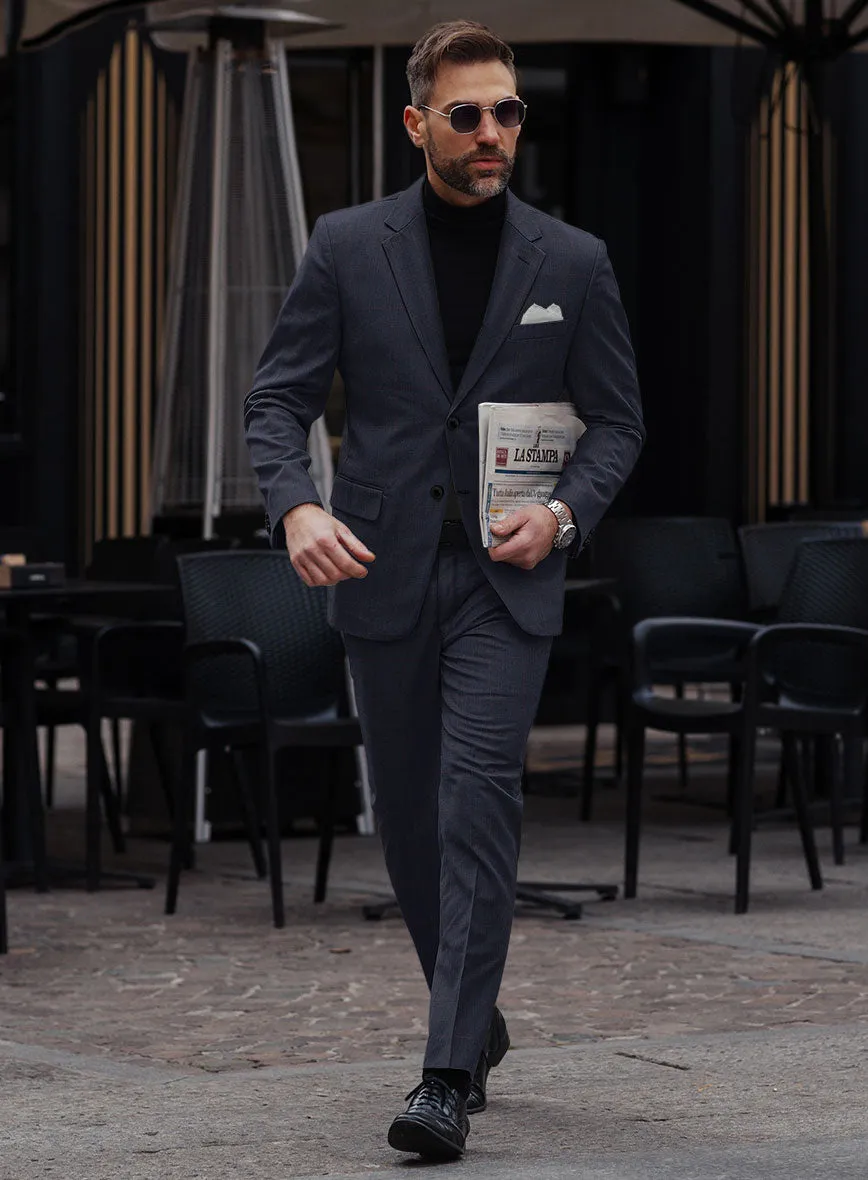 Hardy Minnis Pane Blue Wool Suit