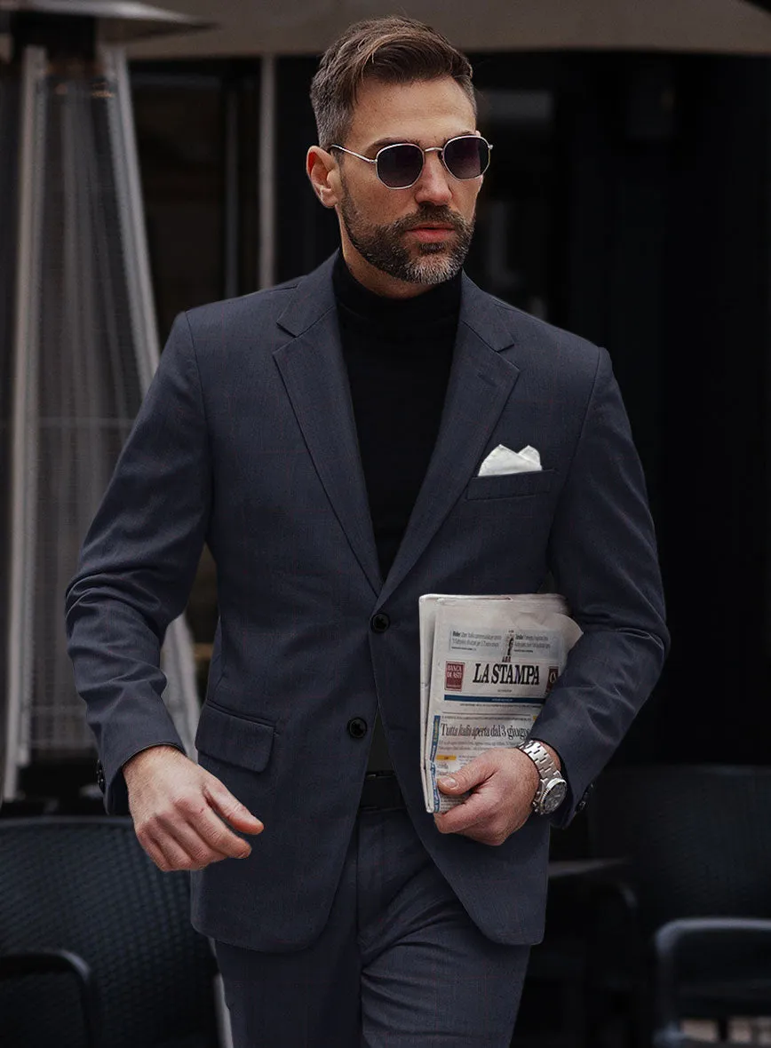 Hardy Minnis Pane Blue Wool Suit