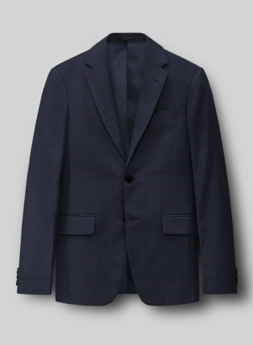 Hardy Minnis Pane Blue Wool Suit