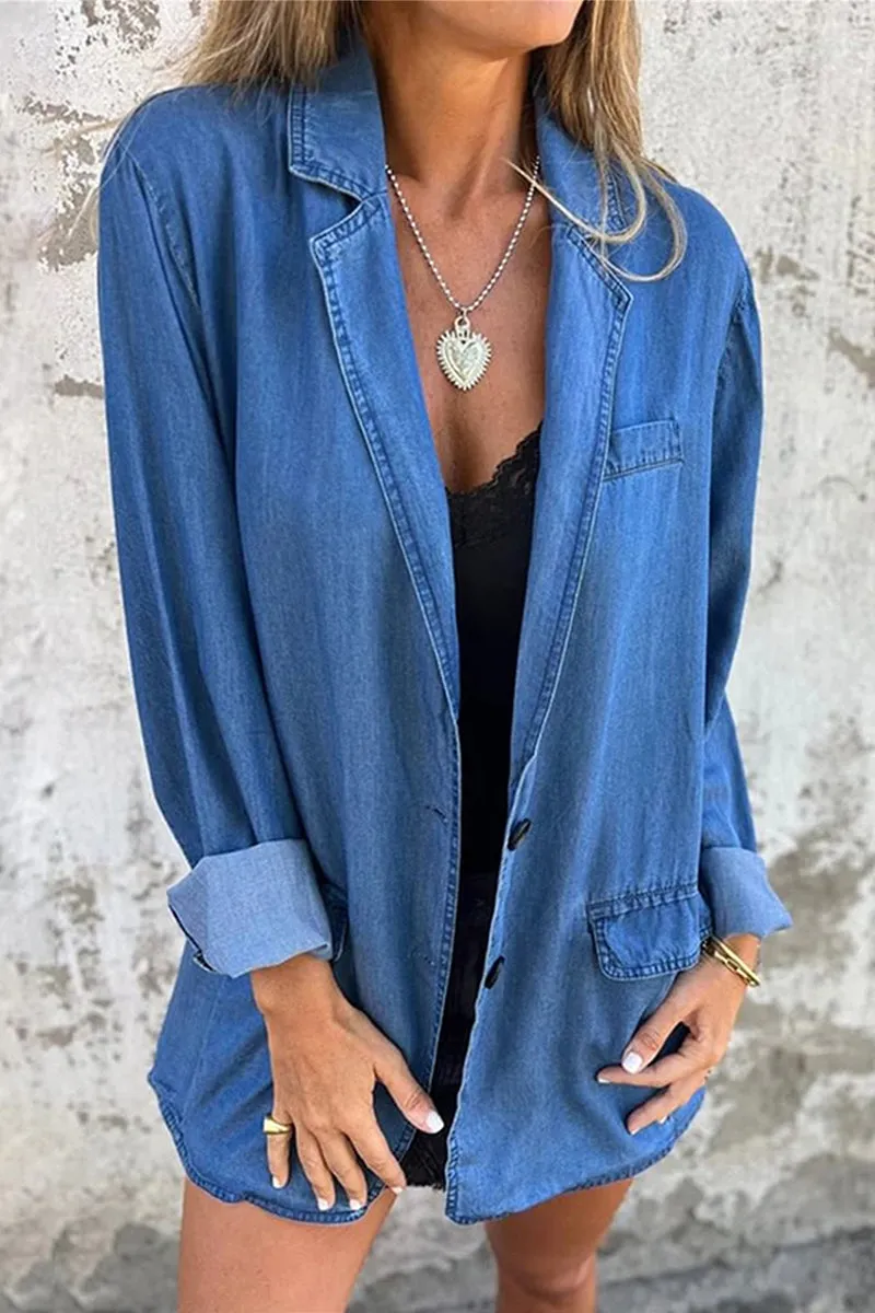 HCT1272 Vintage Denim Blazer