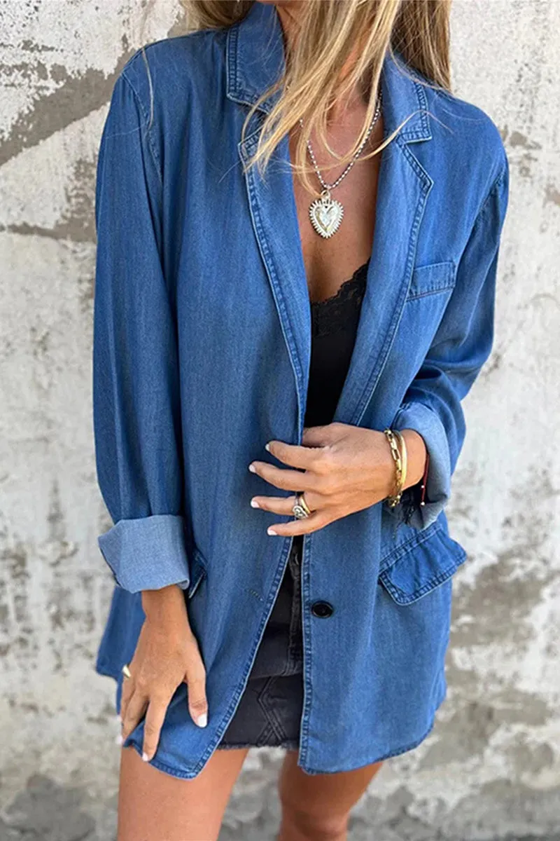 HCT1272 Vintage Denim Blazer