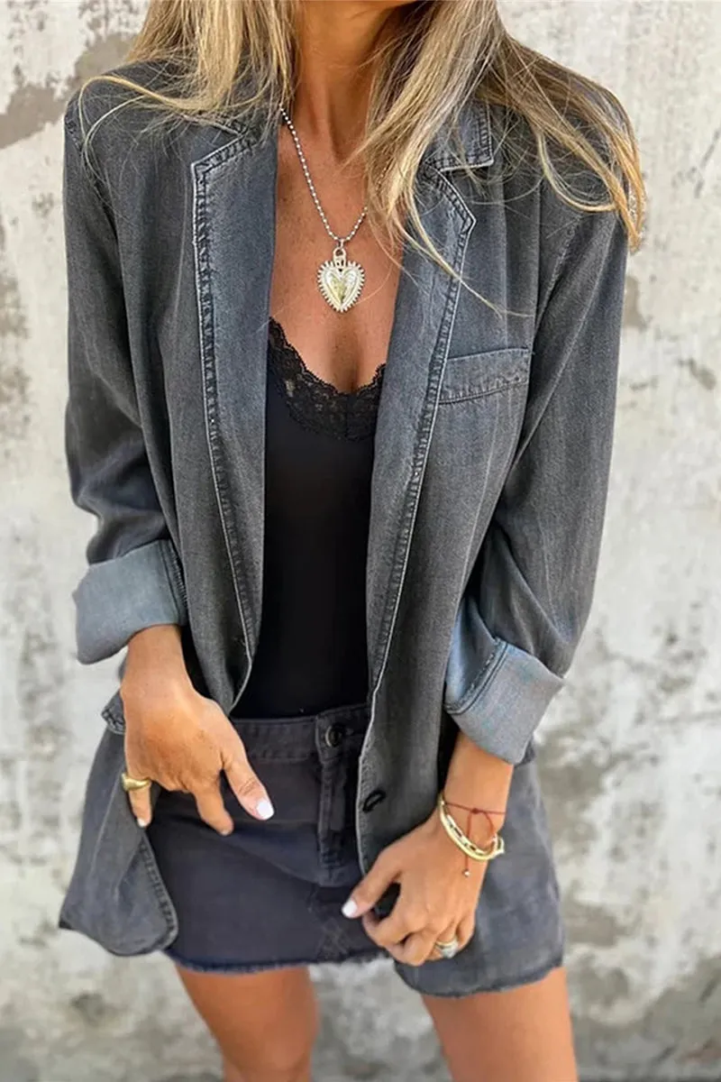 HCT1272 Vintage Denim Blazer