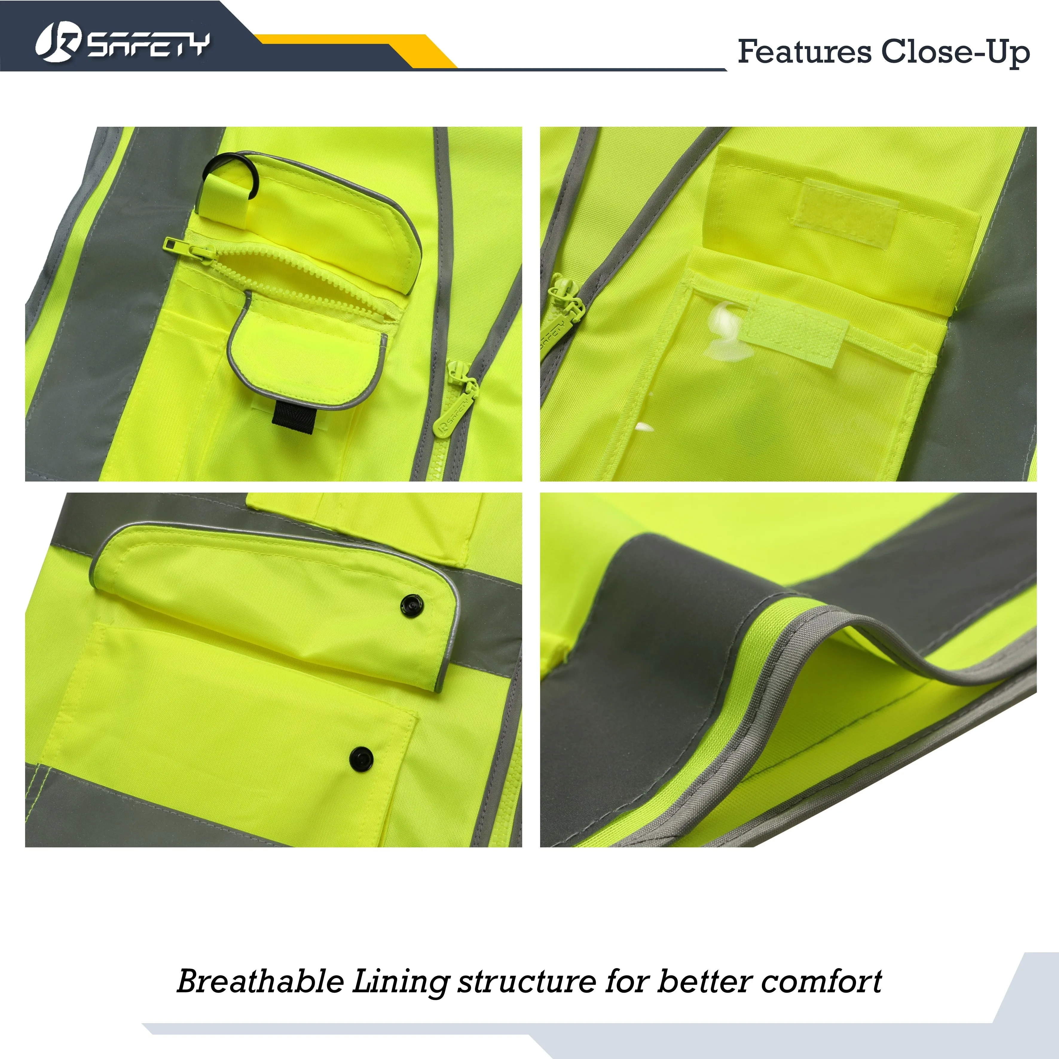 JKSafety 9 Pockets Hi-Vis Reflective Safety Vest (JK150)