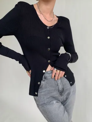 Knitted Classic Cardigan - Black