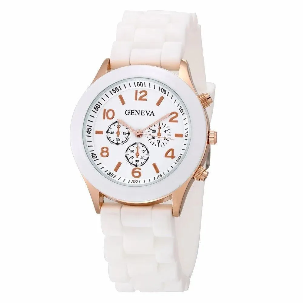Luxury Women's Silicone Strap Quartz Watch: Elegant Timepiece