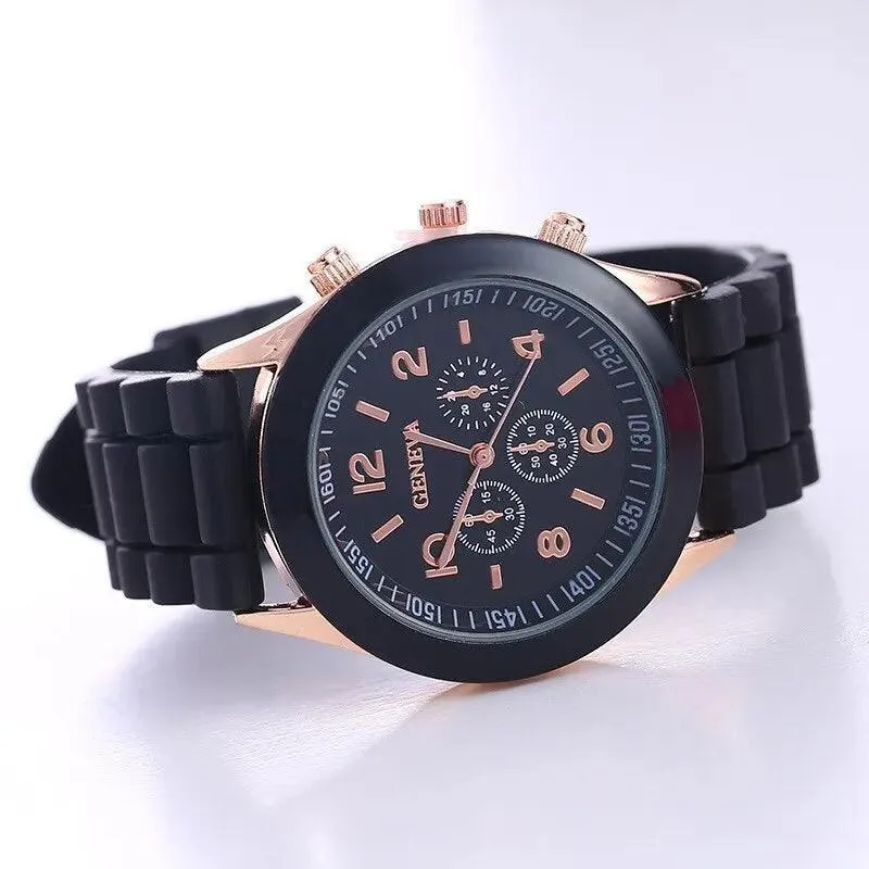 Luxury Women's Silicone Strap Quartz Watch: Elegant Timepiece