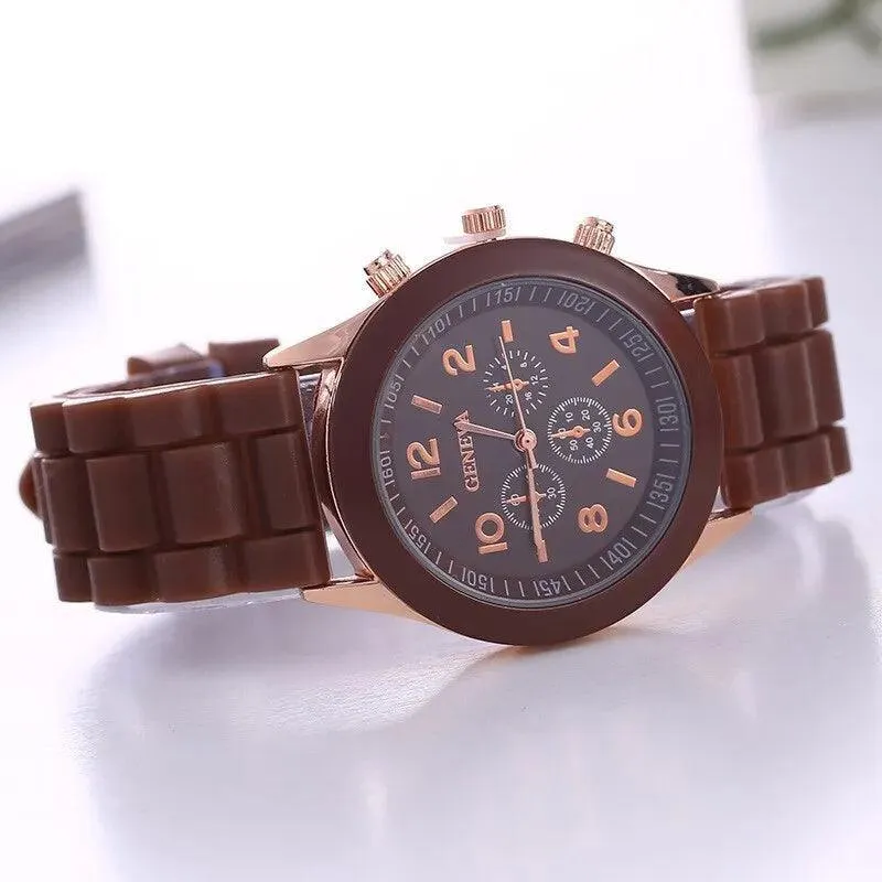 Luxury Women's Silicone Strap Quartz Watch: Elegant Timepiece