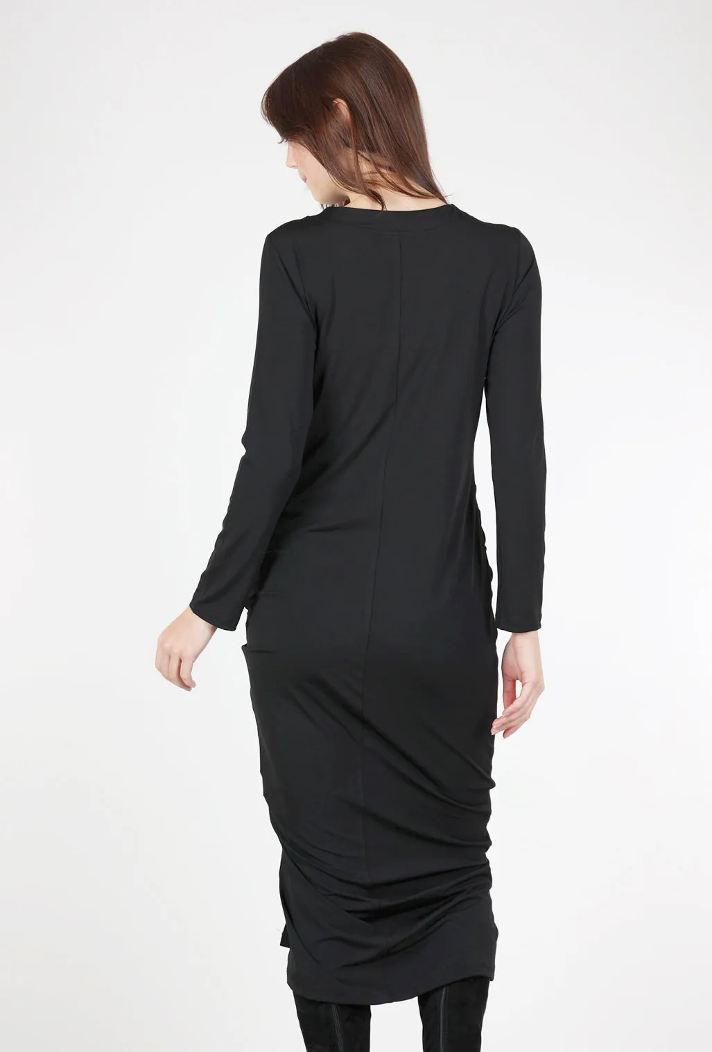 Matte Gather Dress, Black