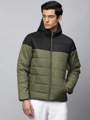 Mens Long-Sleeve Jacket - Lightweight Casual Winterwear  (Olive)