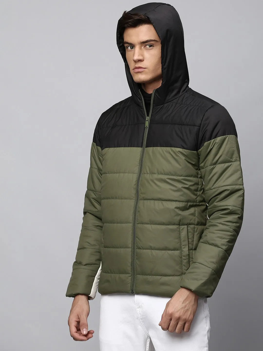 Mens Long-Sleeve Jacket - Lightweight Casual Winterwear  (Olive)