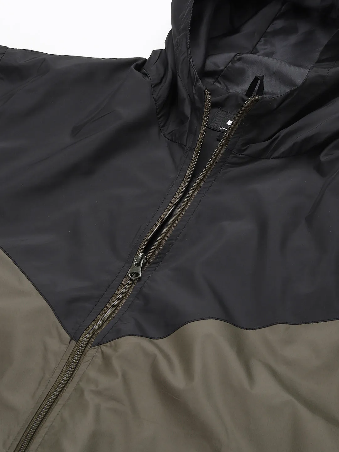 Men's Olive Regular Fit Hooded Winterwear Shell Jackets