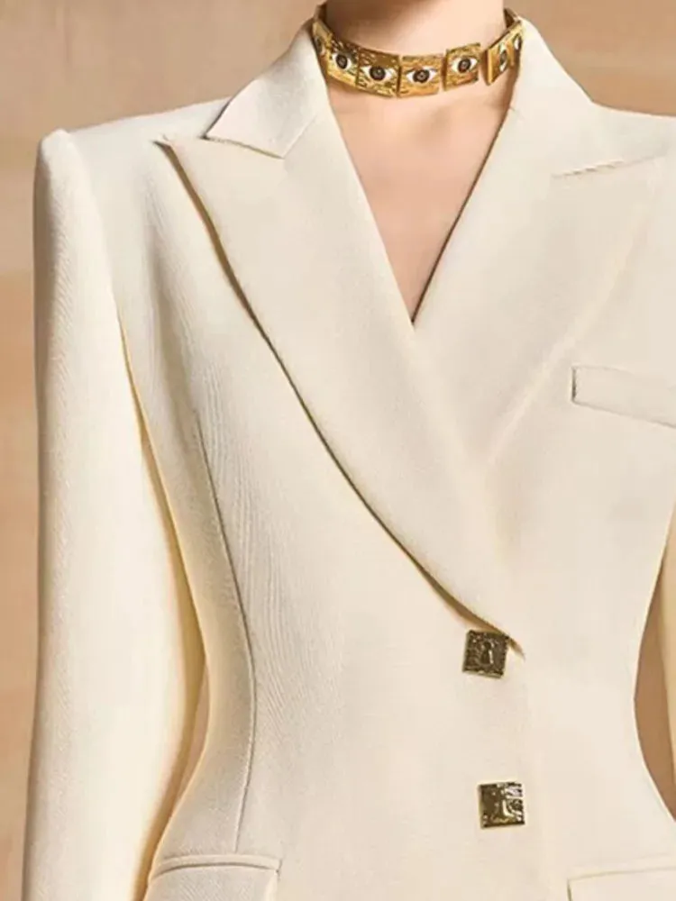 Notched Single Breasted Pockets Waist Retraction Trench Maxi Coat