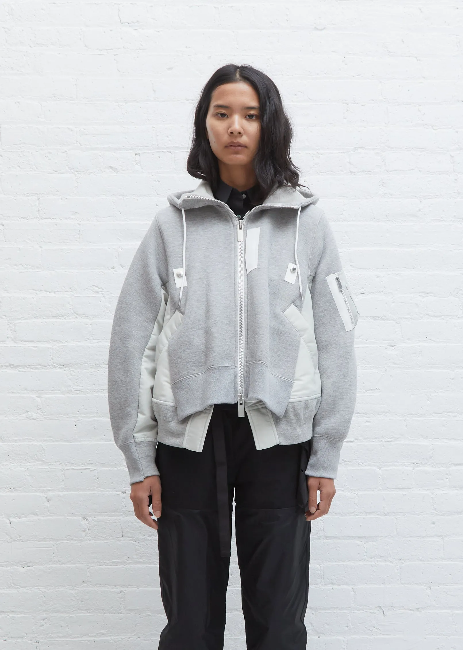 Nylon Twill Mix Hoodie