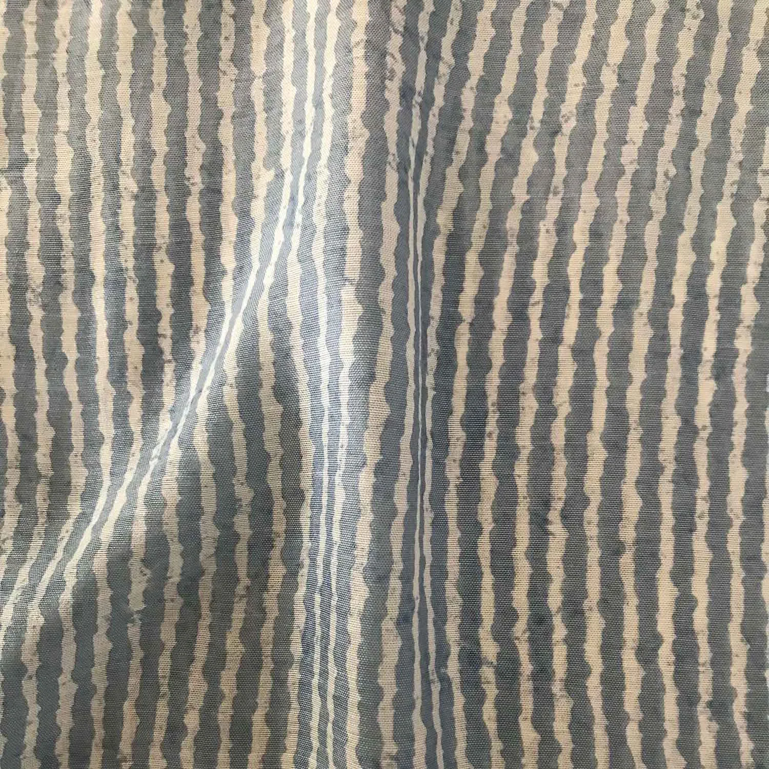Pastel Blue White Stripes Viscose Muslin Fabric