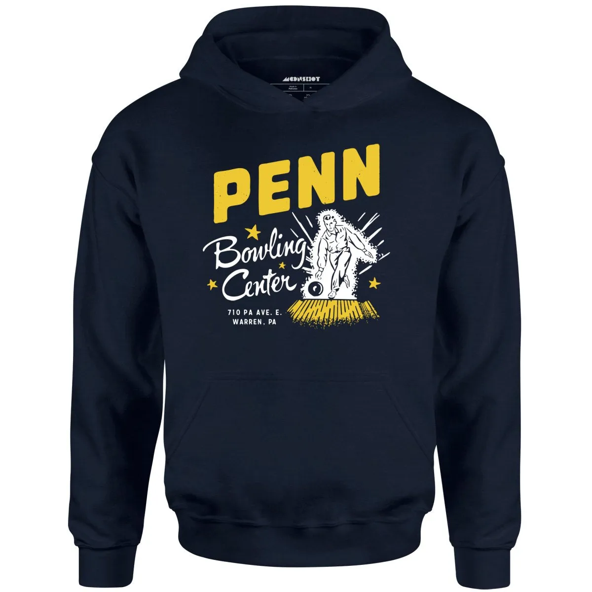 Penn Bowling Center - Warren, PA - Vintage Bowling Alley - Unisex Hoodie